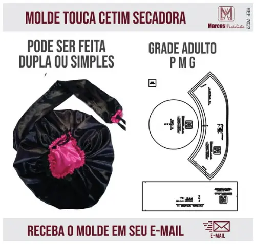 Molde Modelagem Touca Cetim Anti Frizz com Secador 7023