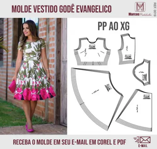 Molde Modelagem Vestido Gode Evangelico 0019