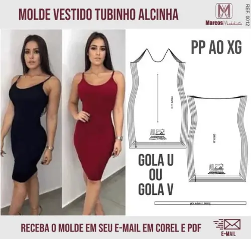 Molde Vestido Alcinha de malha 0012