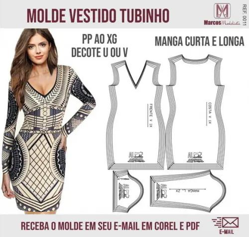 Molde Vestido Tubinho de malha 0011