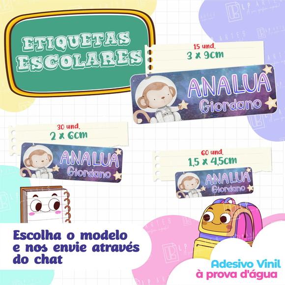 110 Etiquetas Adesivo Escolar em Vinil - Astronauta