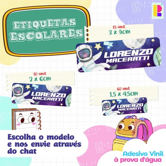 110 Etiquetas Adesivo Escolar em Vinil - Astronauta