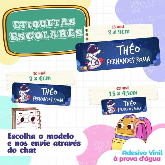 110 Etiquetas Adesivo Escolar em Vinil - Astronauta