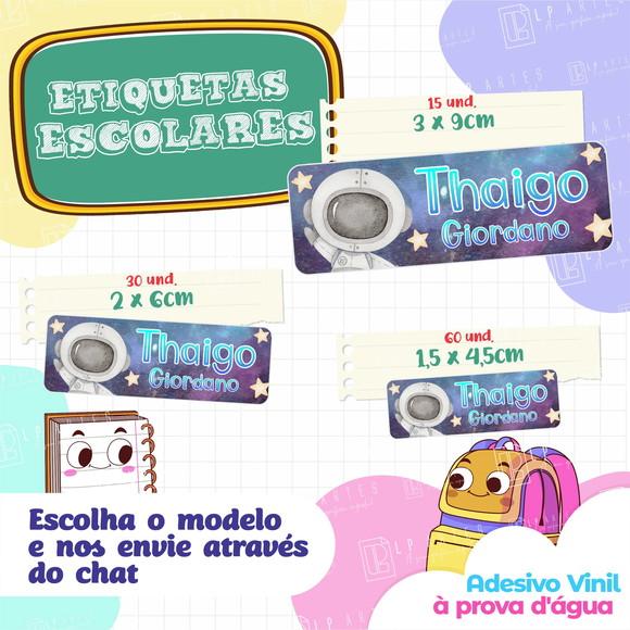 110 Etiquetas Adesivo Escolar em Vinil - Astronauta
