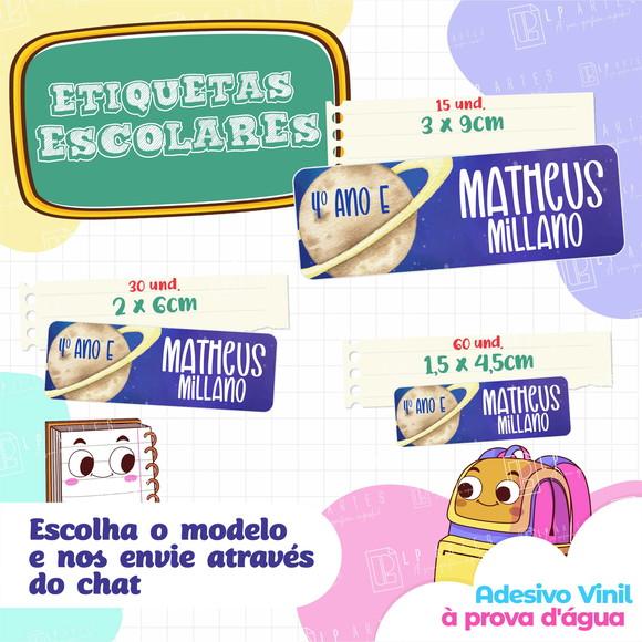110 Etiquetas Adesivo Escolar em Vinil - Astronauta