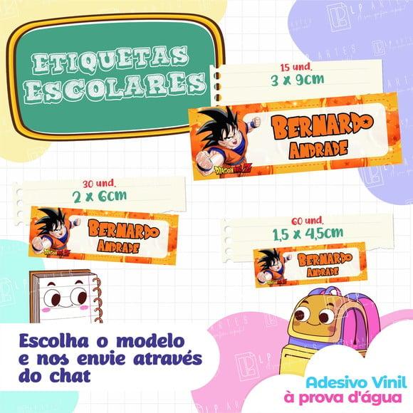 110 Etiquetas Adesivo Escolar em Vinil - Goku