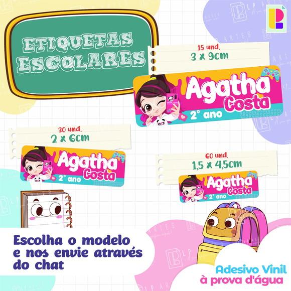 110 Etiquetas Adesivo Escolar em Vinil - Luluca