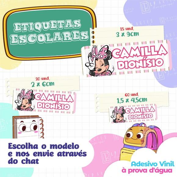 110 Etiquetas Adesivo Escolar em Vinil - Minnie Rosa