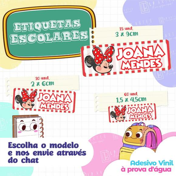 110 Etiquetas Adesivo Escolar em Vinil - Minnie Vermelha