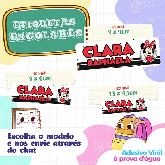 110 Etiquetas Adesivo Escolar em Vinil - Minnie Vermelha