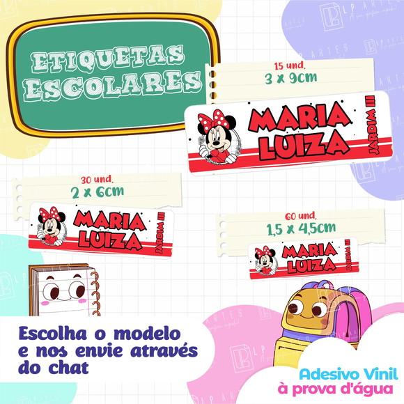 110 Etiquetas Adesivo Escolar em Vinil - Minnie Vermelha