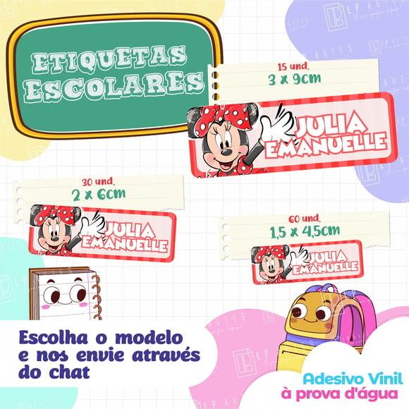 110 Etiquetas Adesivo Escolar em Vinil - Minnie Vermelha