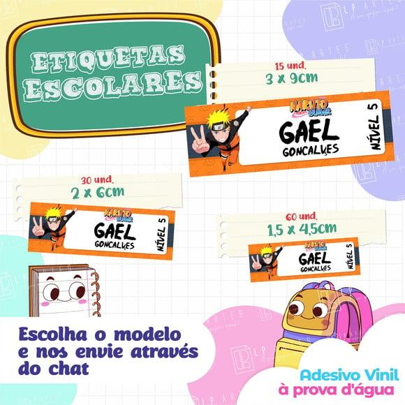 110 Etiquetas Adesivo Escolar em Vinil - Naruto