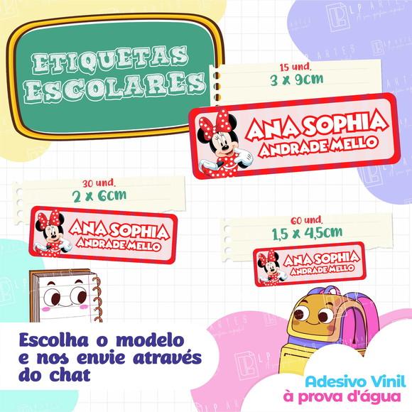 110 Etiquetas Adesivo Escolar em Vinil - Minnie Vermelha