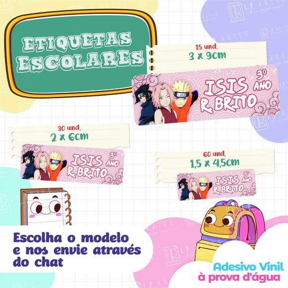 110 Etiquetas Adesivo Escolar em Vinil - Naruto