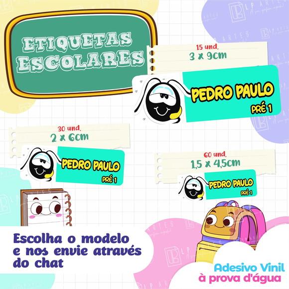 110 Etiquetas Adesivo Escolar em Vinil - Smilinguido