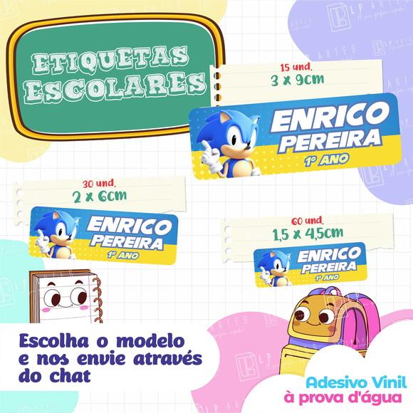 110 Etiquetas Adesivo Escolar em Vinil - Sonic