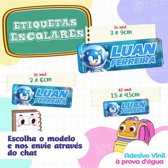 110 Etiquetas Adesivo Escolar em Vinil - Sonic