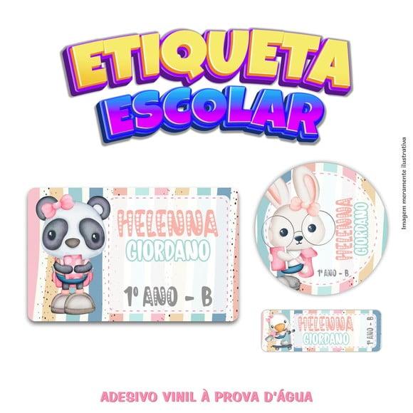 30kit Etiqueta Escolar Vinil Volta às Aulas Bichinhos Menina