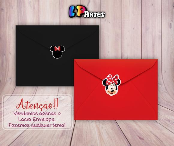 Adesivo 3x3 - Lacra Envelope - Minnie Vermelha
