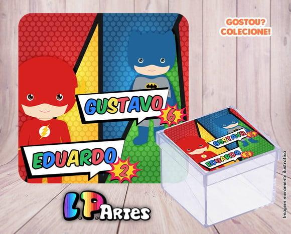 Adesivo Caixa Acrílico - Heróis Cute