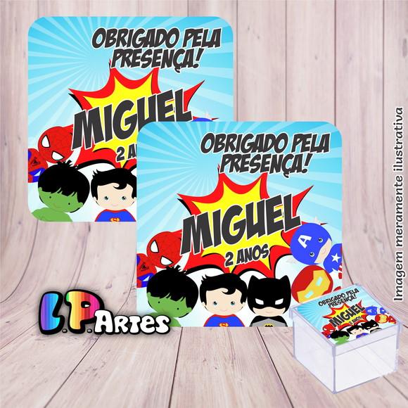 Adesivo Caixa Acrílico - Heróis Cute