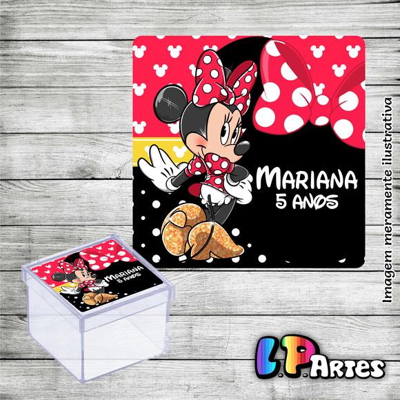 Adesivo Caixa Acrílico - Minnie Vermelha