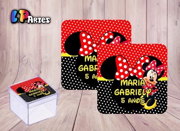 Adesivo Caixa Acrílico - Minnie Vermelha
