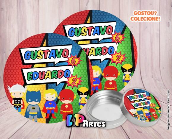 Adesivo de Latinha - Heróis Cute