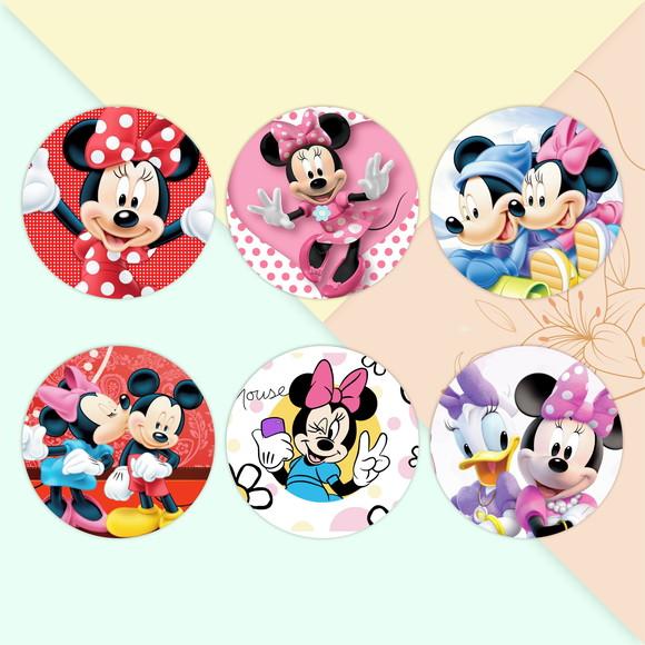 Adesivo Redondo 3,5 cm - Minnie Mouse
