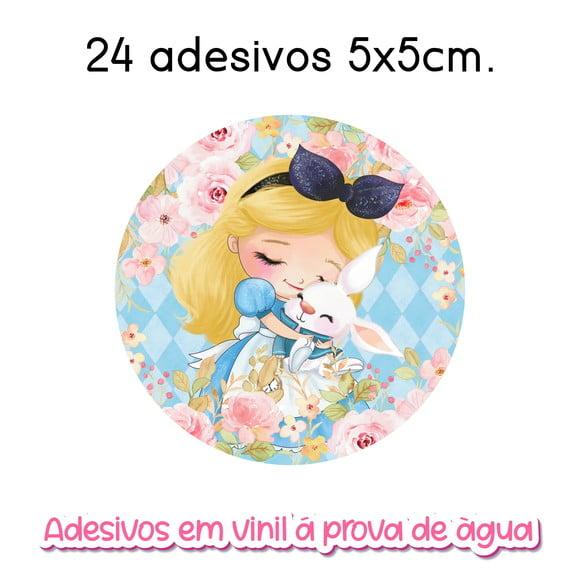 Adesivo Redondo Alice no País das Maravilhas Vários Tamanhos