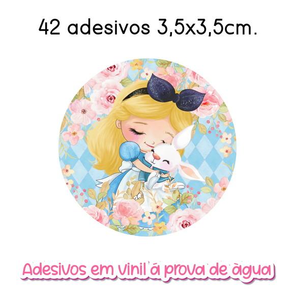 Adesivo Redondo Alice no País das Maravilhas Vários Tamanhos