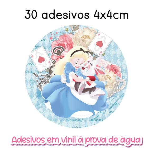Adesivo Redondo Alice no País das Maravilhas Vários Tamanhos