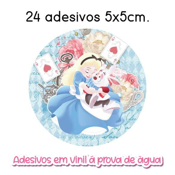 Adesivo Redondo Alice no País das Maravilhas Vários Tamanhos