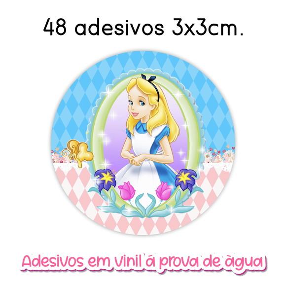 Adesivo Redondo Alice no País das Maravilhas Vários Tamanhos