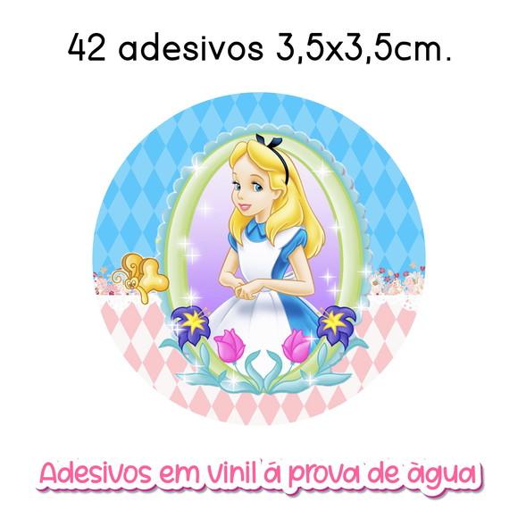 Adesivo Redondo Alice no País das Maravilhas Vários Tamanhos