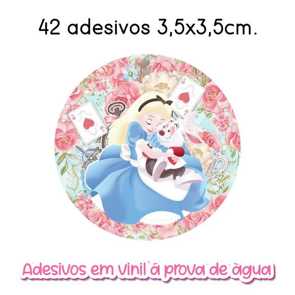 Adesivo Redondo Alice no País das Maravilhas Vários Tamanhos
