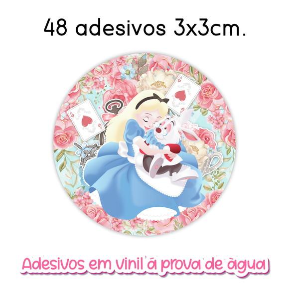 Adesivo Redondo Alice no País das Maravilhas Vários Tamanhos