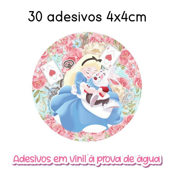 Adesivo Redondo Alice no País das Maravilhas Vários Tamanhos