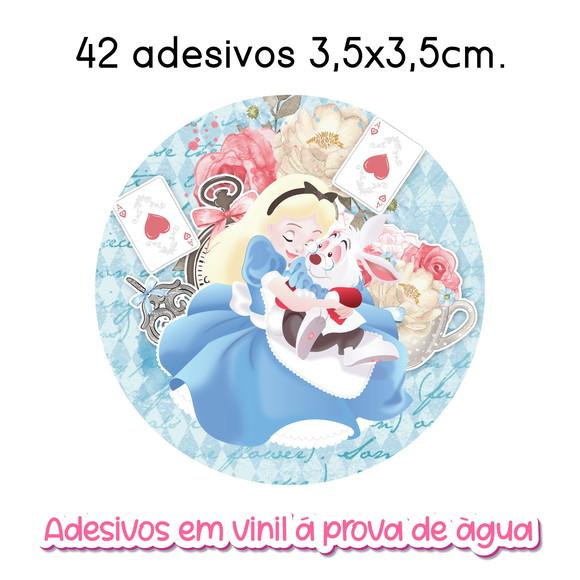 Adesivo Redondo Alice no País das Maravilhas Vários Tamanhos