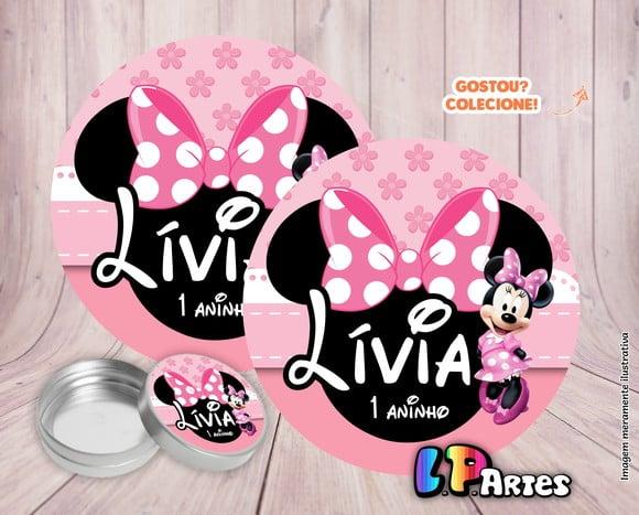 Adesivo Redondo Minnie Rosa