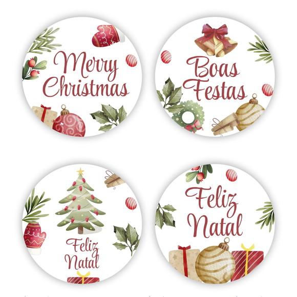 Adesivo Redondo Feliz Natal N13