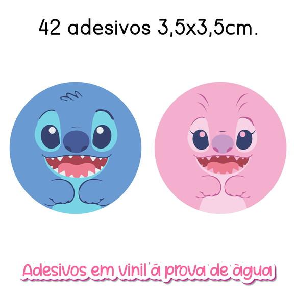 Adesivo Redondo Stitch Angel - Vários Tamanhos