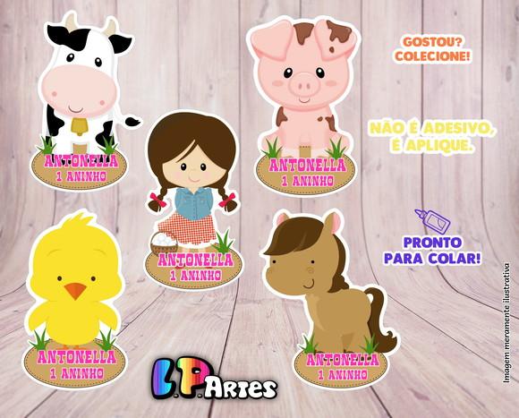 Aplique para Tubete Fazendinha Menina