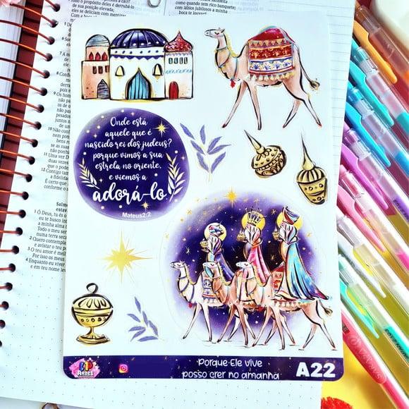 Cartela Adesiva Devocional - Nascimento de Cristo A22