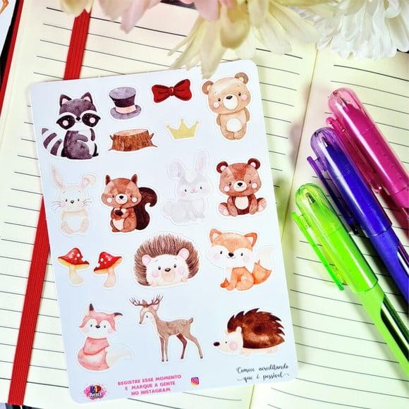 Cartela de Adesivos - Animais do Bosque