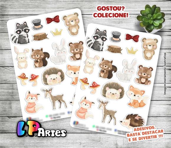 Cartela de Adesivos - Animais do Bosque