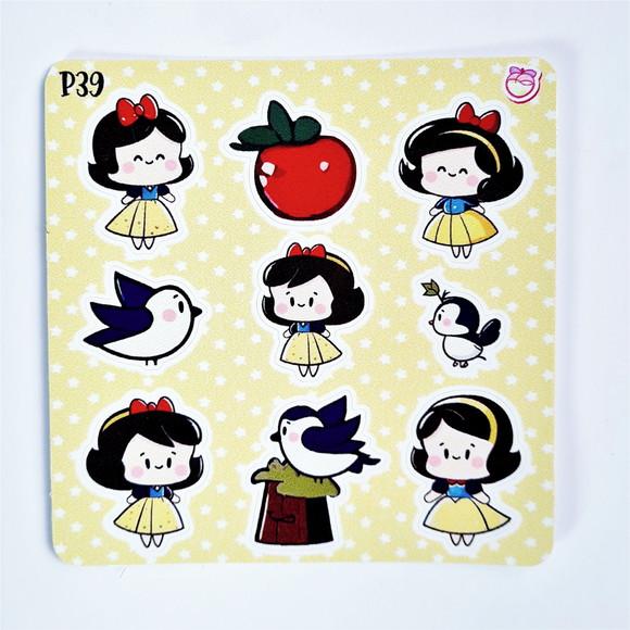 Cartela de Adesivos - Branca de Neve