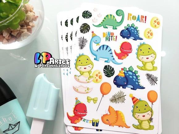 Cartela de Adesivos - Dinossauro Cute