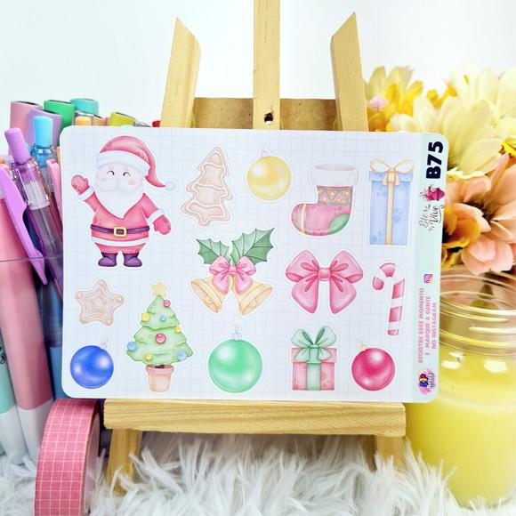 Cartela de Adesivos - Feliz Natal